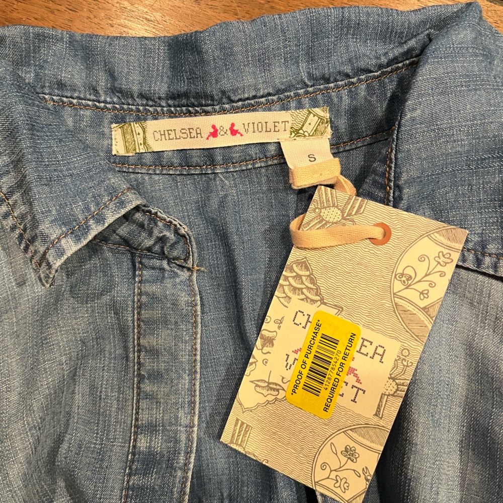 NWT Chelsea & Violet Light Wash Jean Dress with frayed hem Size S - Picture 6 of 14